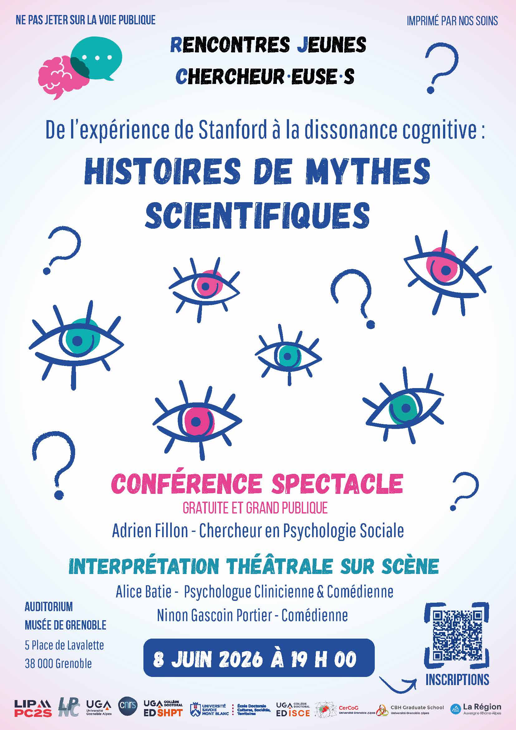 Affiche de la conférence De l'expérience de Stanford à la dissonance cognitive : histoires de mythes du 8 juin 2026 à 19h au Musée de Grenoble