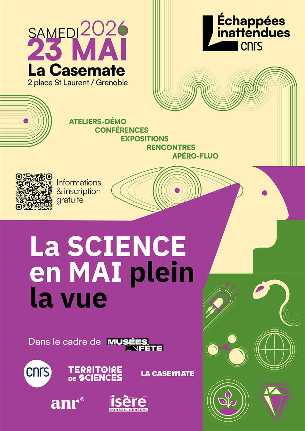 Affiche de la journée du samedi 23 mai 2026 dans le cadre de Musées en fête à la Casemate