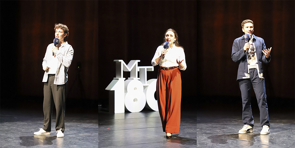Les trois lauréats sur scène : Alexandre Pellet, Stella Ville et Nour Chiboub