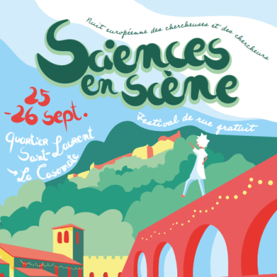 Affiche de la nuit européenne des chercheuses et des chercheurs Sciences en scène les 25 et 26 septembre 2026 à la Casemate 