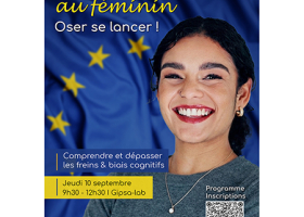 Affiche de la table ronde L'Europe au féminin, oser se lancer qui aura lieu le 10 septembre 2026 au GIPSA-lab de 9h30 à 12h30